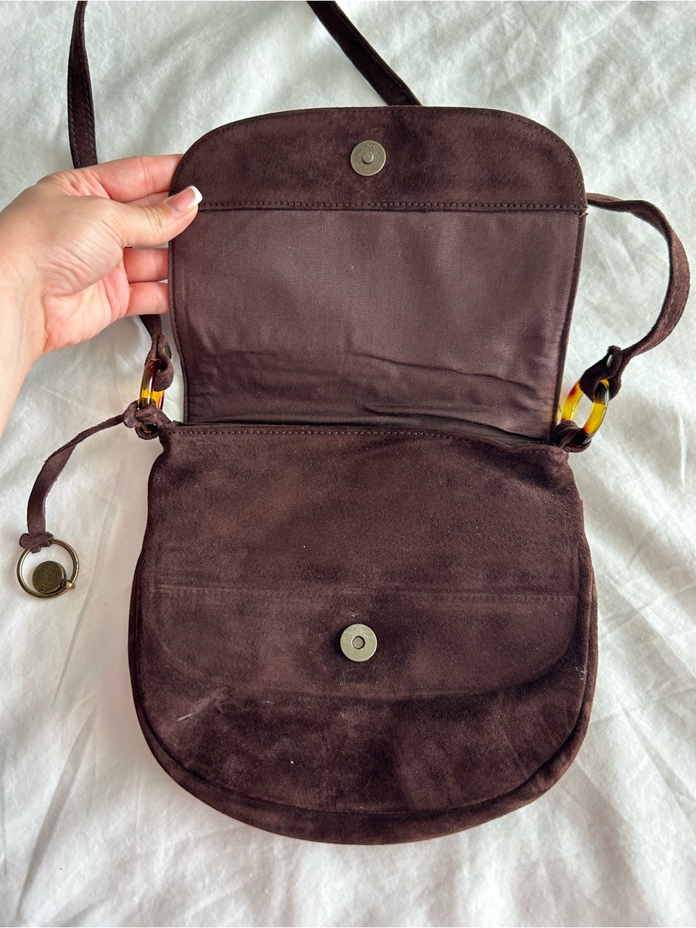 Esprit Vintage Brown Suede Crossbody Bag - Picture 7 of 13